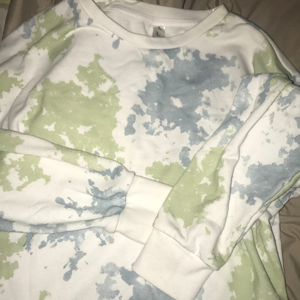 splattered blue & green sweater